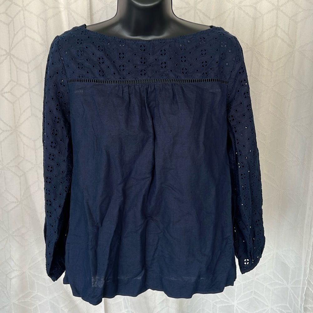J Crew Eyelet Blouse Linen / Cotton